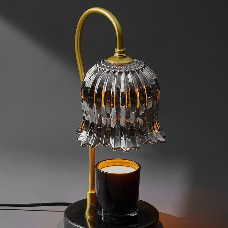 Orchid Flower Glass Marble Table Lamp