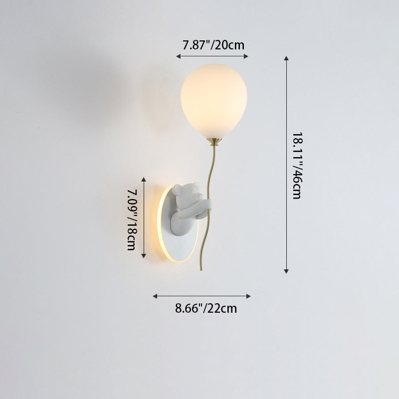 Resin Cartoon Bear Glass Wall Lamp