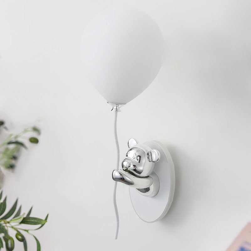 Resin Cartoon Bear Glass Wall Lamp