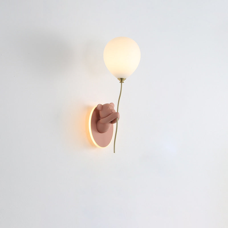 Resin Cartoon Bear Glass Wall Lamp