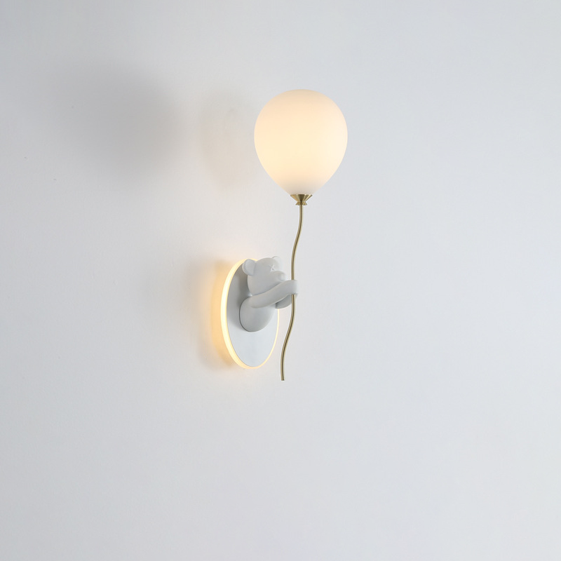 Resin Cartoon Bear Glass Wall Lamp