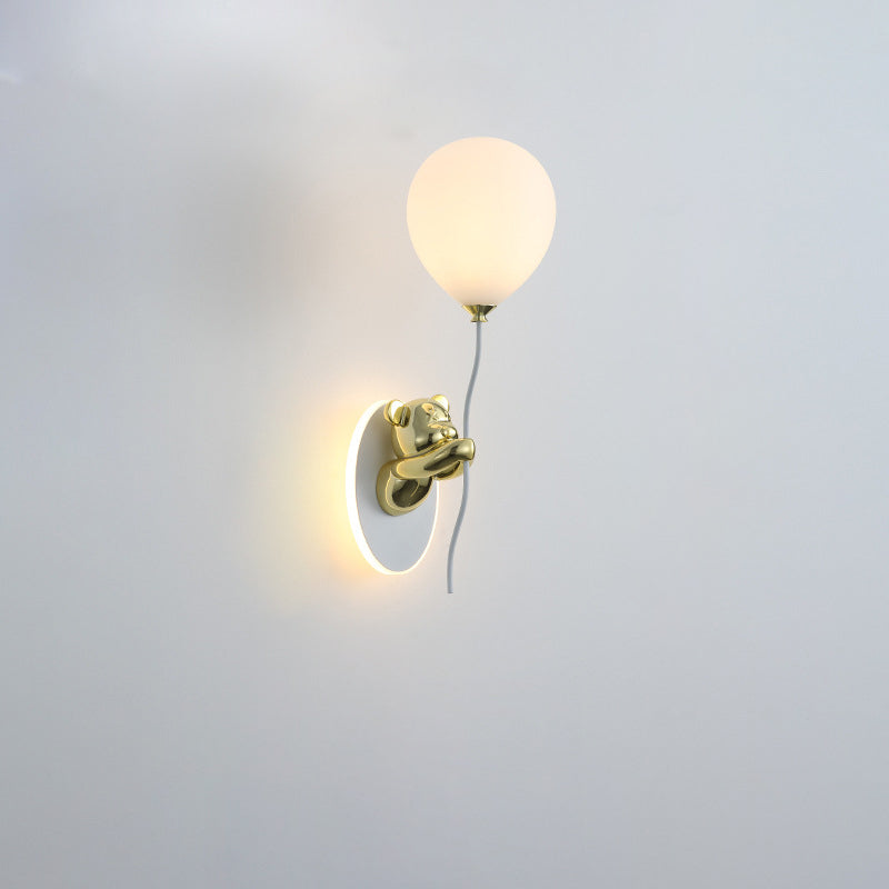 Resin Cartoon Bear Glass Wall Lamp