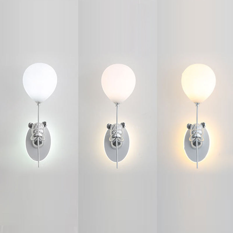 Resin Cartoon Bear Glass Wall Lamp