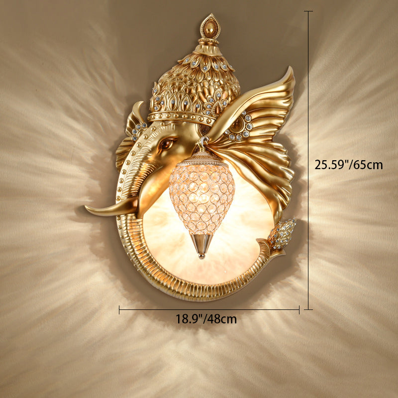 Resin Crystal Elephant Dog Wall Lamp