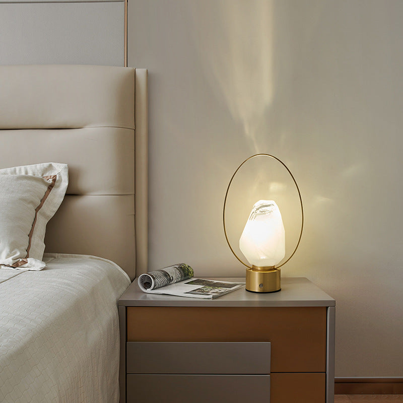 Brass Oval Ring Glass Table Lamp