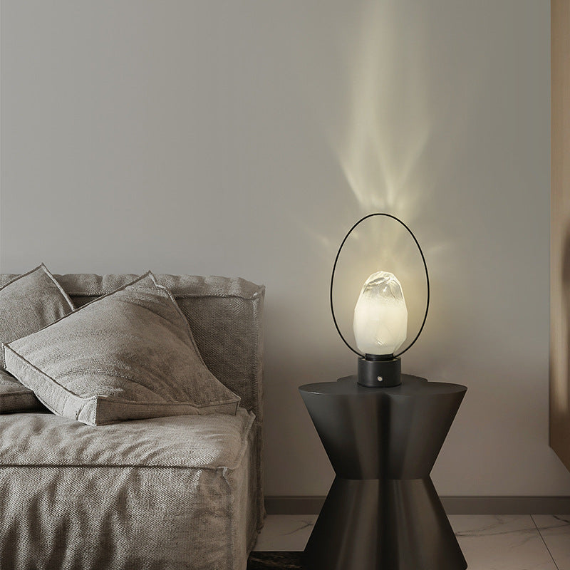 Brass Oval Ring Glass Table Lamp