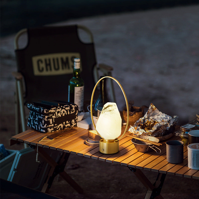Brass Oval Ring Glass Table Lamp