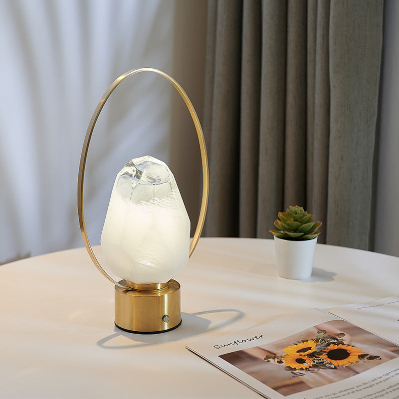 Brass Oval Ring Glass Table Lamp