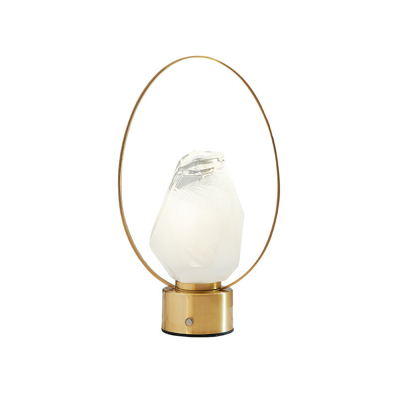Brass Oval Ring Glass Table Lamp