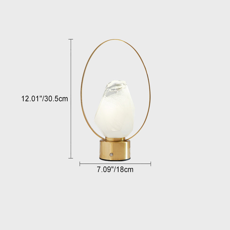 Brass Oval Ring Glass Table Lamp
