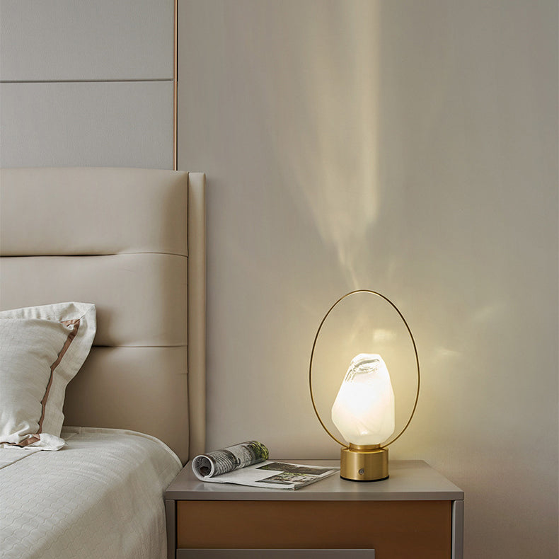 Brass Oval Ring Glass Table Lamp