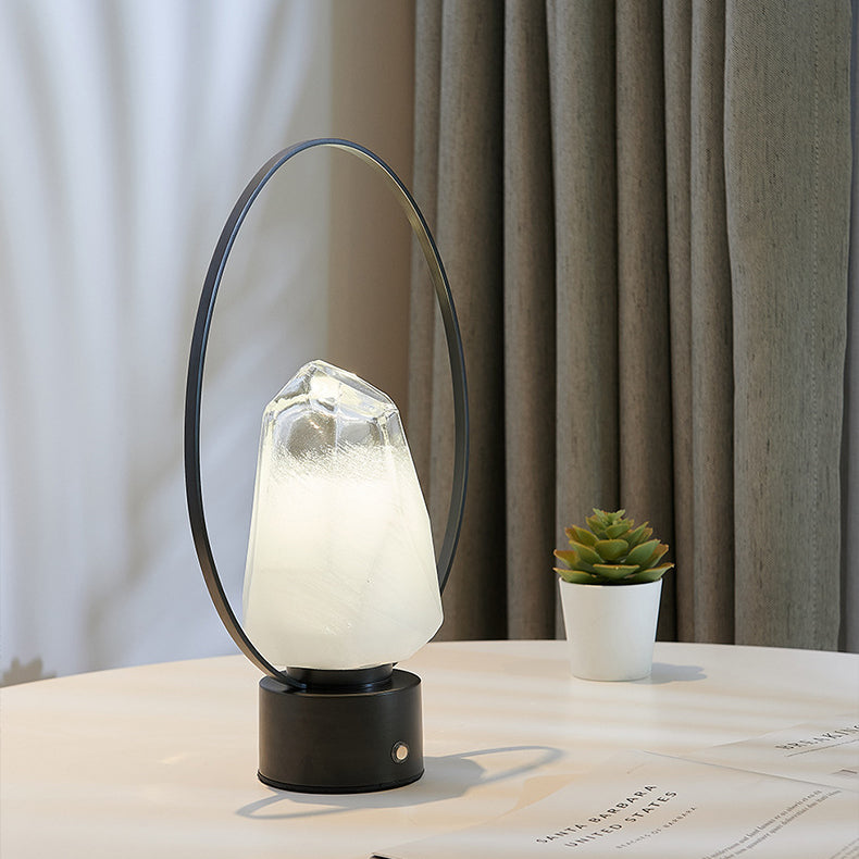 Brass Oval Ring Glass Table Lamp