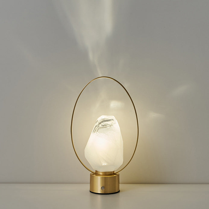 Brass Oval Ring Glass Table Lamp