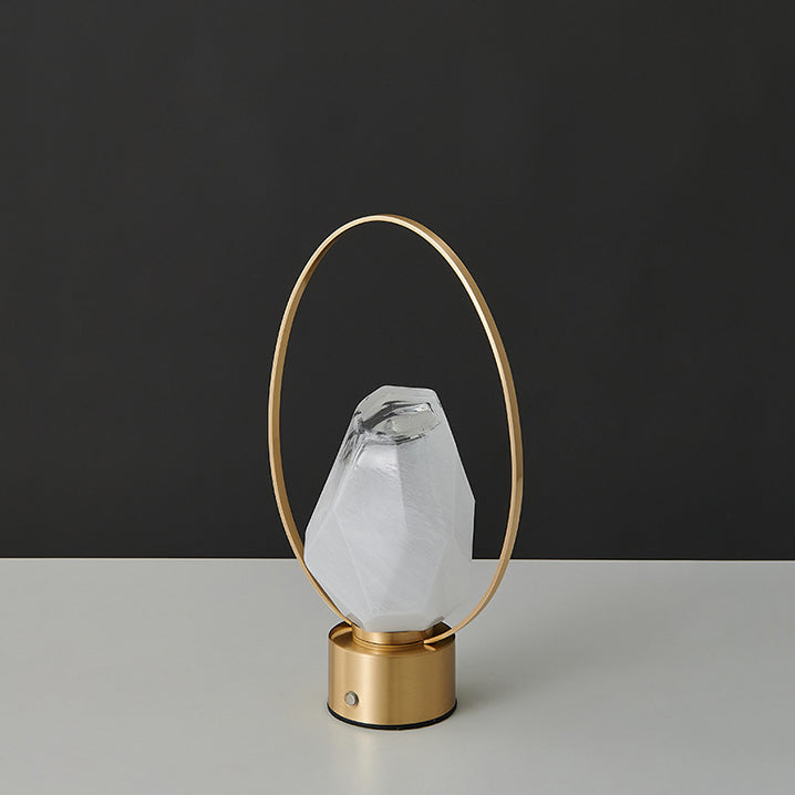 Brass Oval Ring Glass Table Lamp