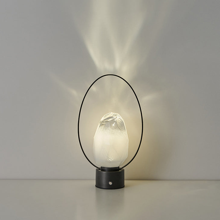 Brass Oval Ring Glass Table Lamp