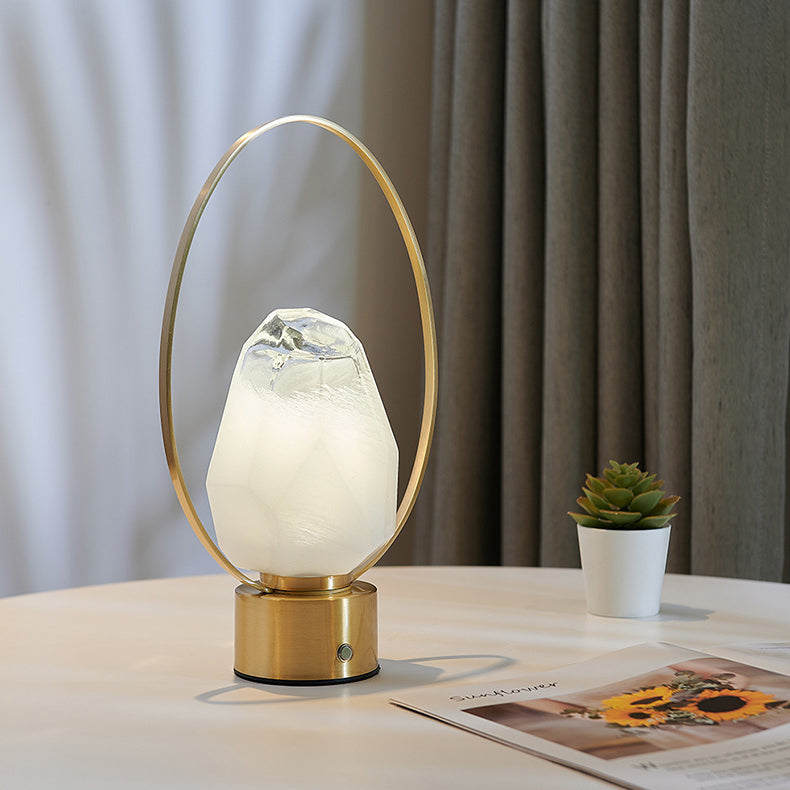 Brass Oval Ring Glass Table Lamp