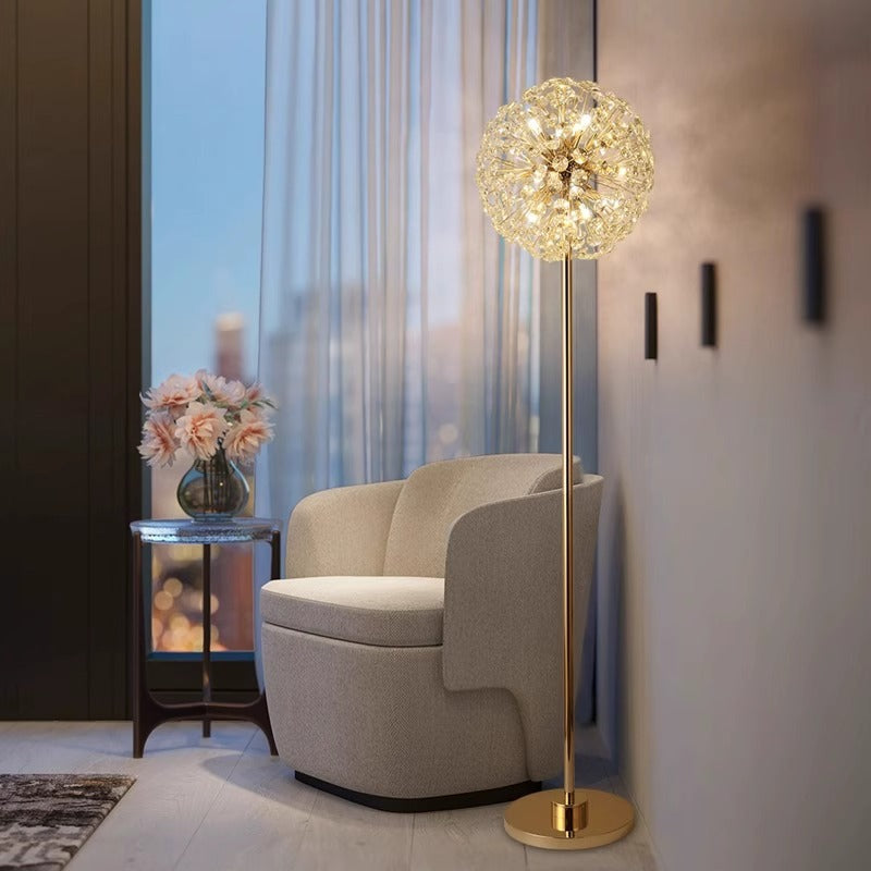 Modern Luxury Globe Crystal 9-Light Floor Lamp