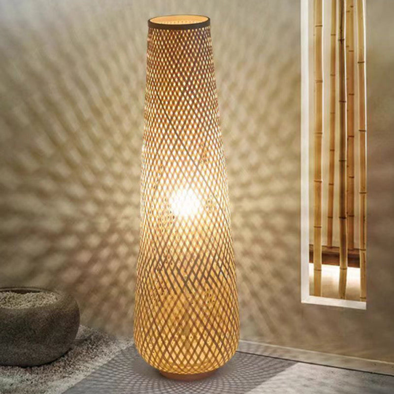 Traditional Japanese Bamboo Weaving Floor Lamp