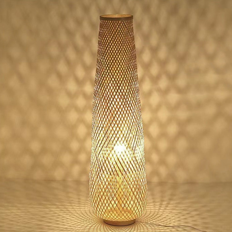 Traditional Japanese Bamboo Weaving Floor Lamp