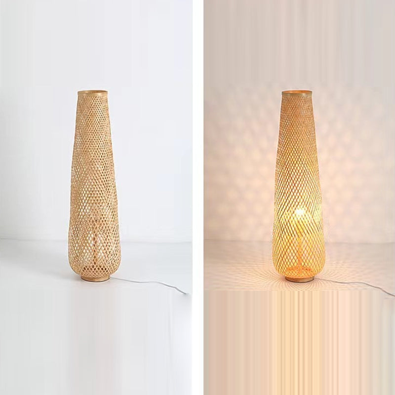 Traditional Japanese Bamboo Weaving Floor Lamp
