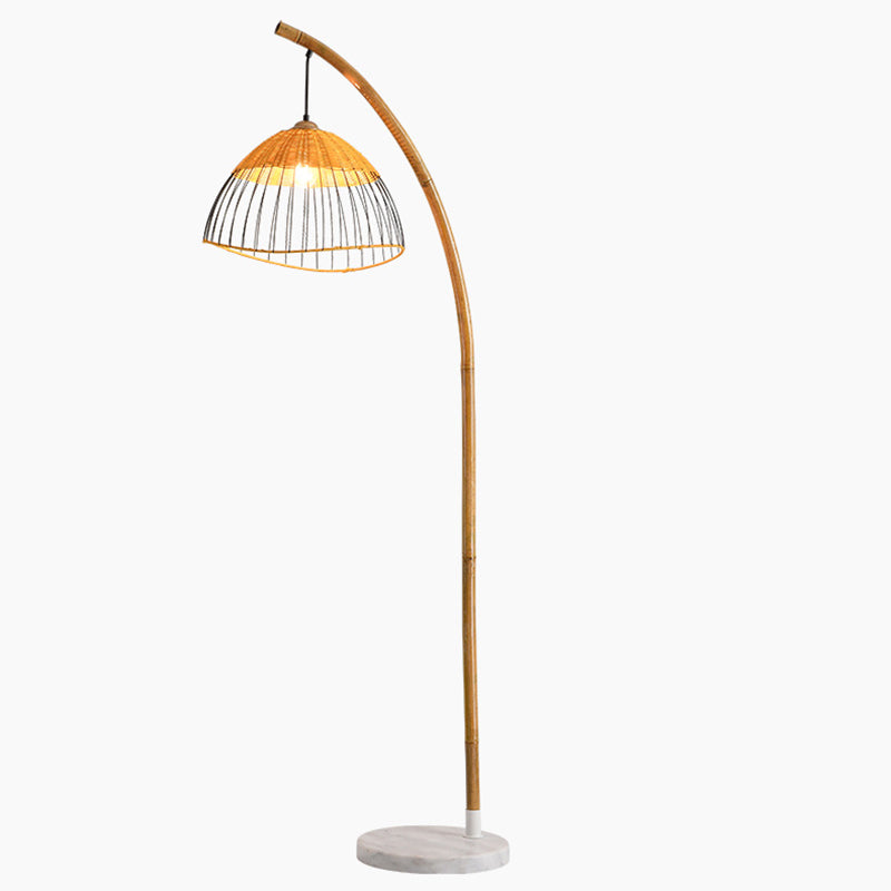 Traditional Vintage Bamboo Weaving Floor Lamp