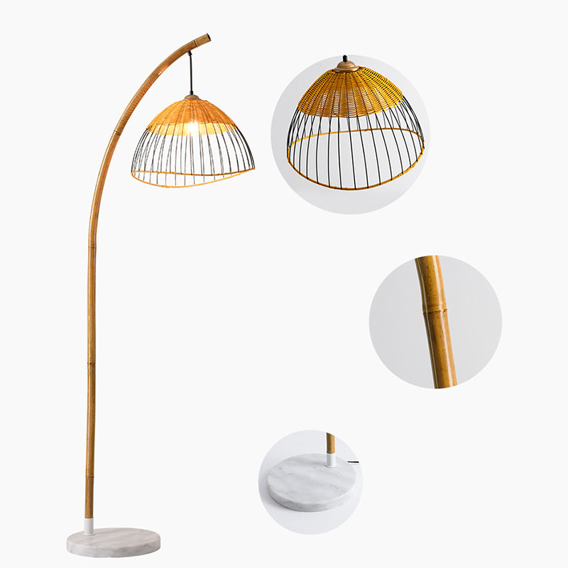 Traditional Vintage Bamboo Weaving Floor Lamp