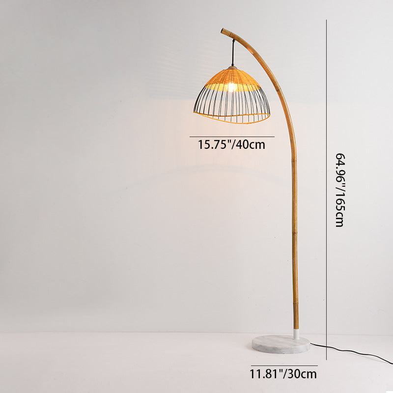 Traditional Vintage Bamboo Weaving Floor Lamp
