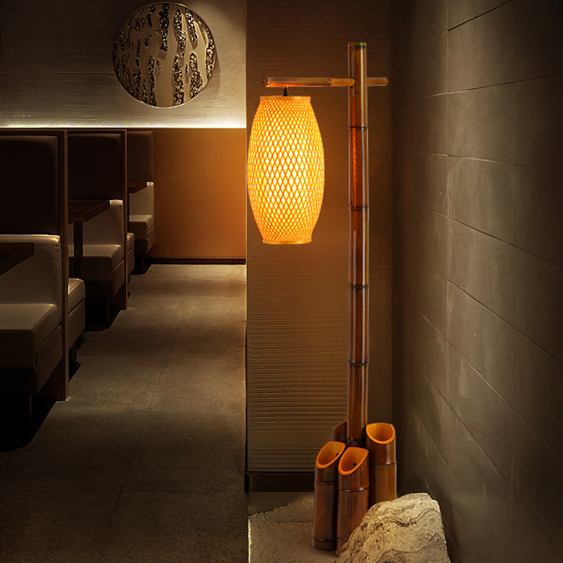 Traditional Chinese Bamboo Tube Floor Lamp