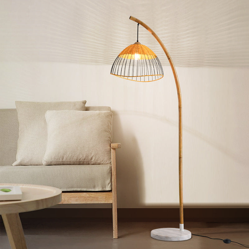 Traditional Vintage Bamboo Weaving Floor Lamp