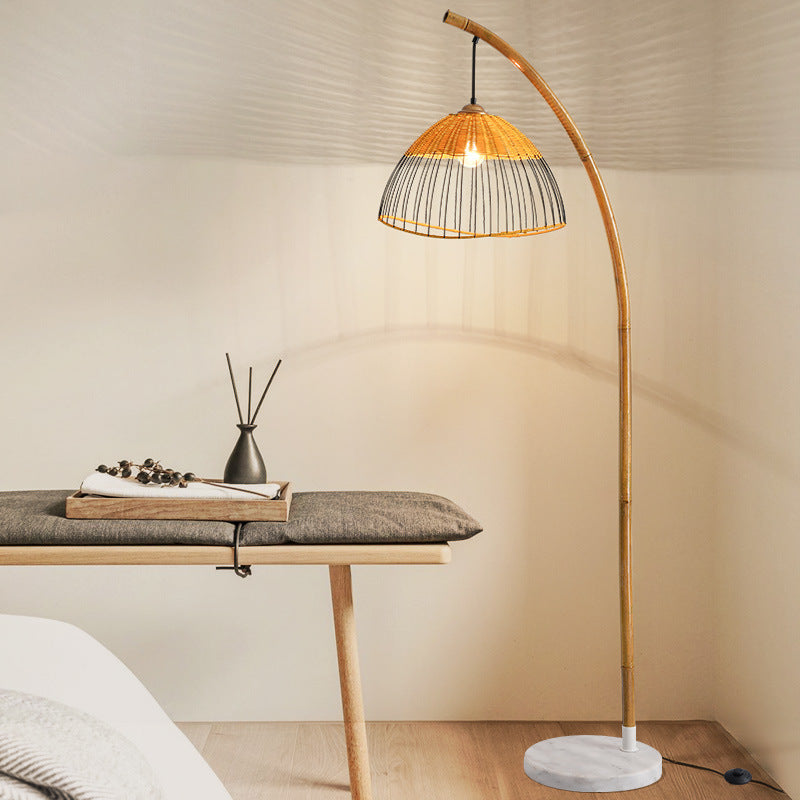 Traditional Vintage Bamboo Weaving Floor Lamp