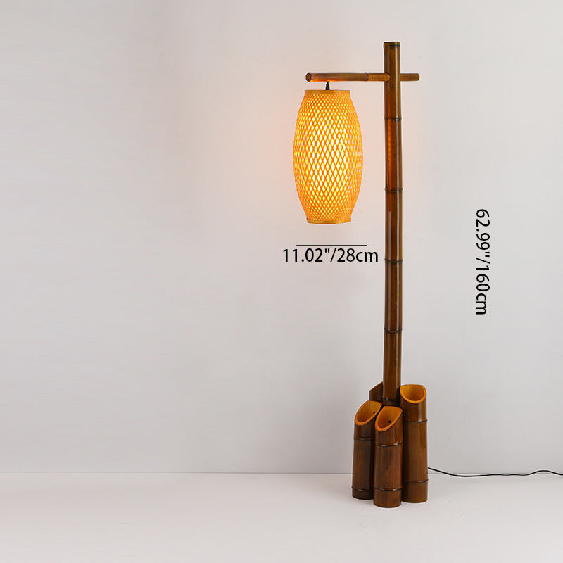 Traditional Chinese Bamboo Tube Floor Lamp