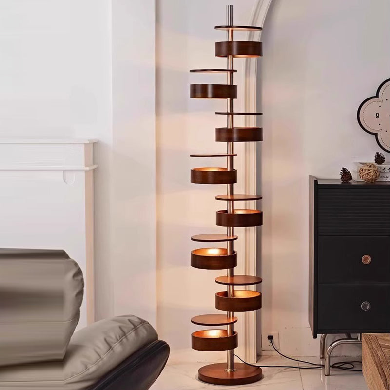 Traditional French Ash Wood 8-Light Floor Lamp