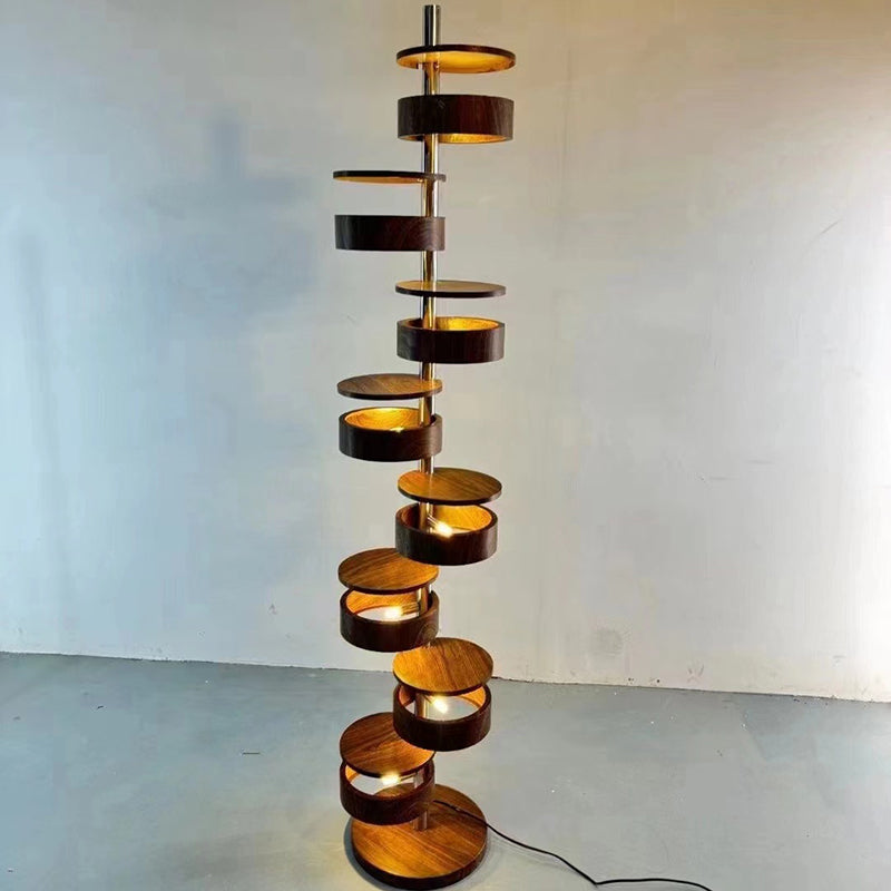 Traditional French Ash Wood 8-Light Floor Lamp