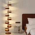 Traditional French Ash Wood 8-Light Floor Lamp