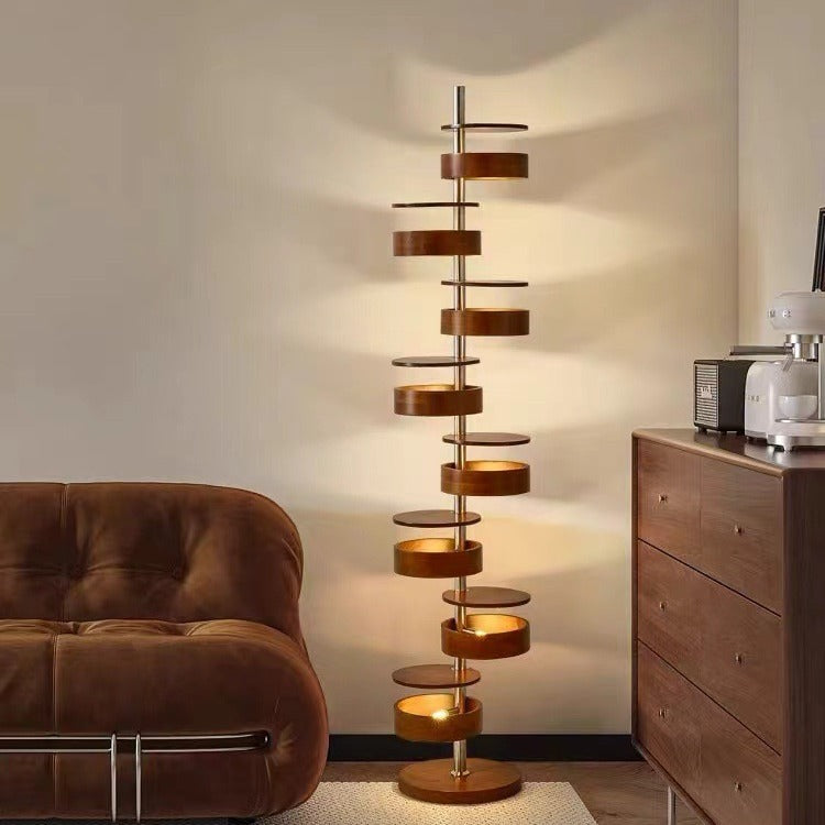 Traditional French Ash Wood 8-Light Floor Lamp