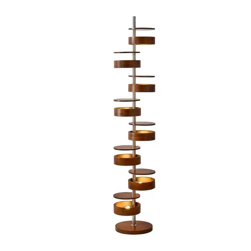 Traditional French Ash Wood 8-Light Floor Lamp
