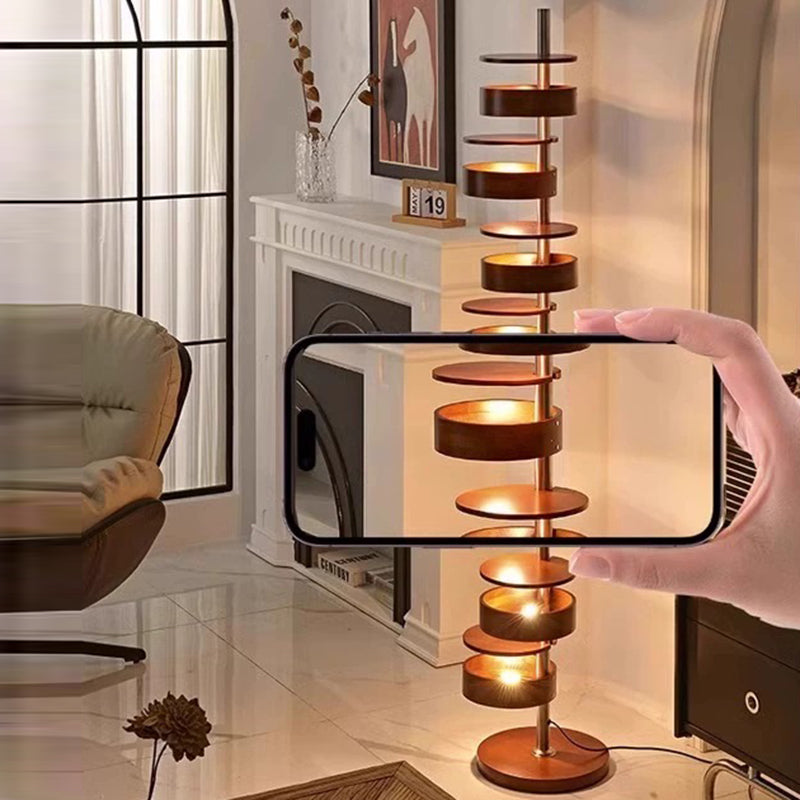 Traditional French Ash Wood 8-Light Floor Lamp