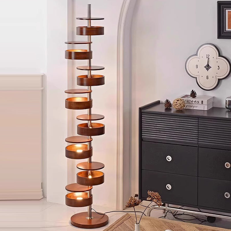 Traditional French Ash Wood 8-Light Floor Lamp