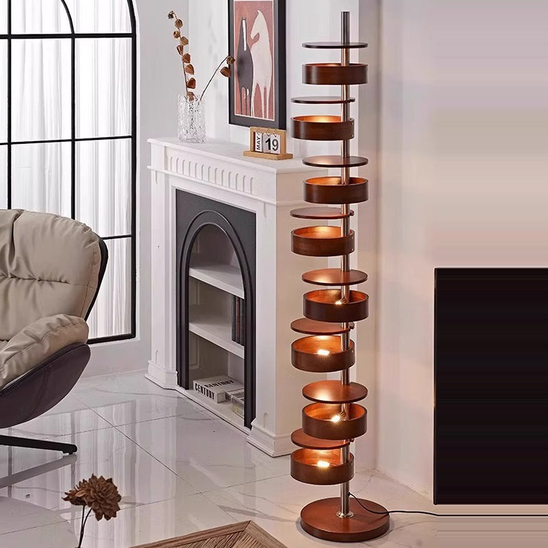 Traditional French Ash Wood 8-Light Floor Lamp