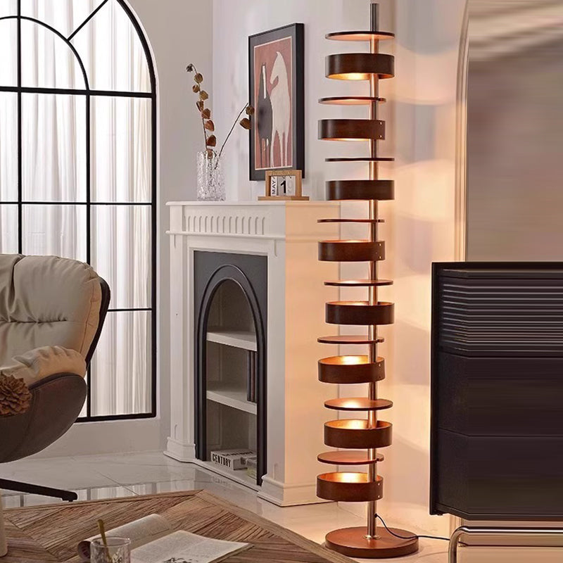 Traditional French Ash Wood 8-Light Floor Lamp