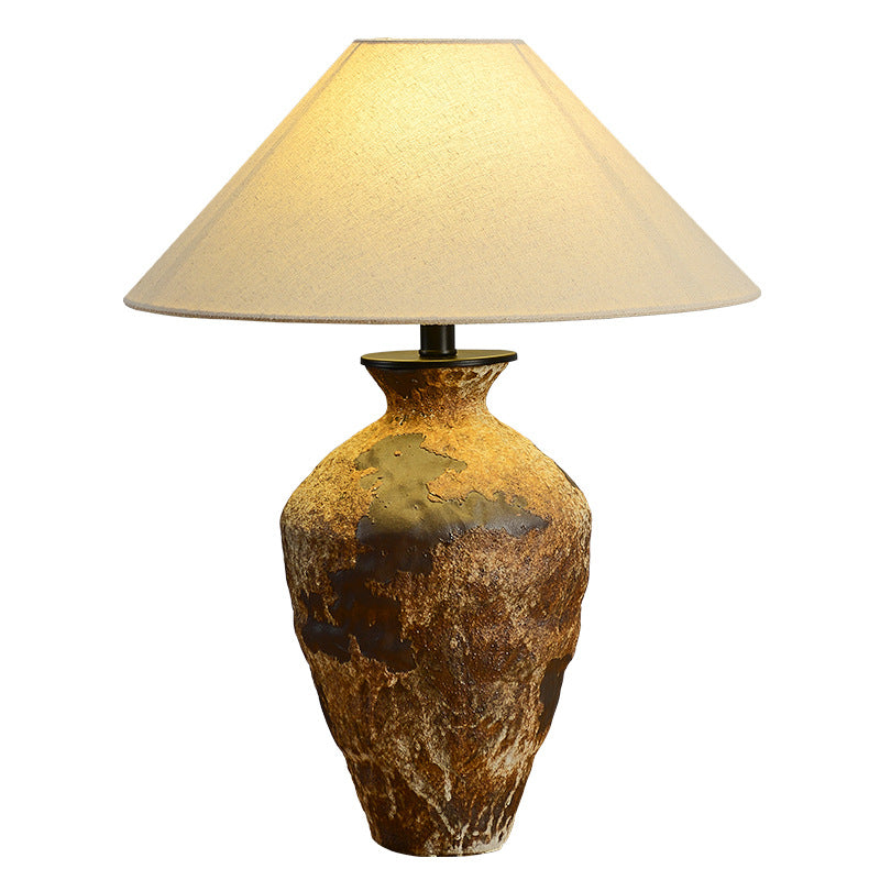 Fabric Conical Stoneware Home Table Lamp