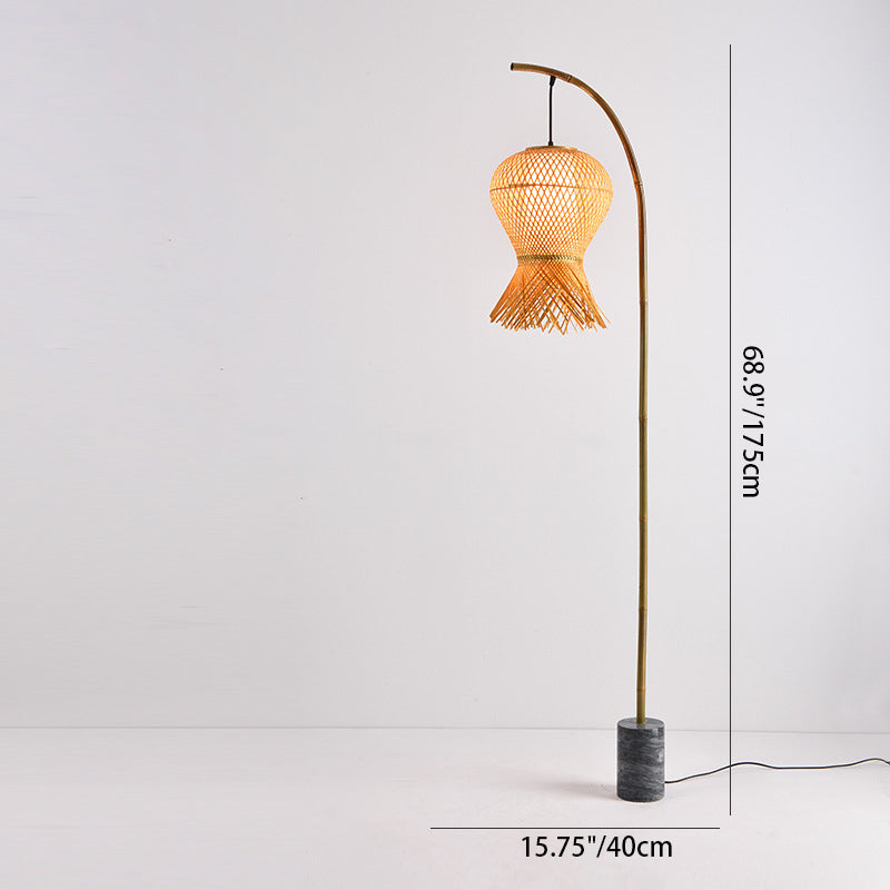 Traditional Vintage Bamboo Weaving Floor Lamp