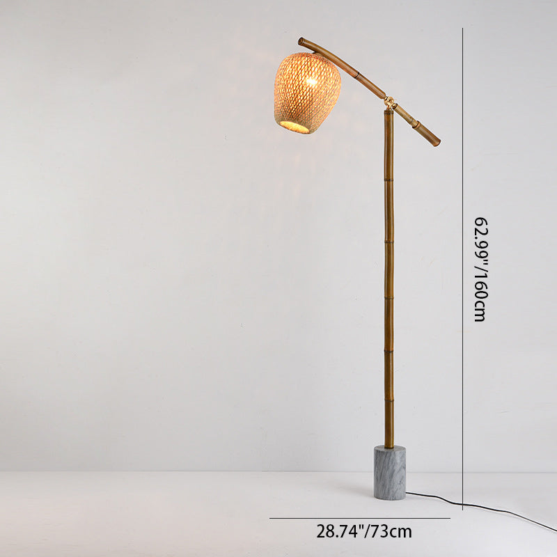 Traditional Vintage Bamboo Weaving Floor Lamp