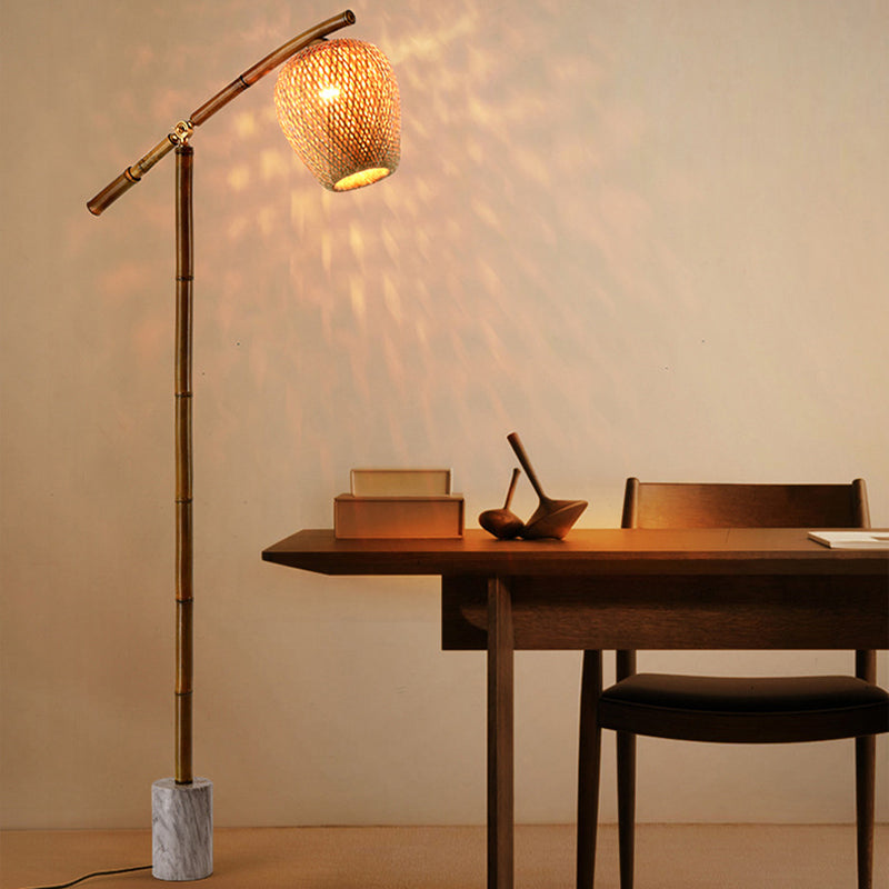 Traditional Vintage Bamboo Weaving Floor Lamp