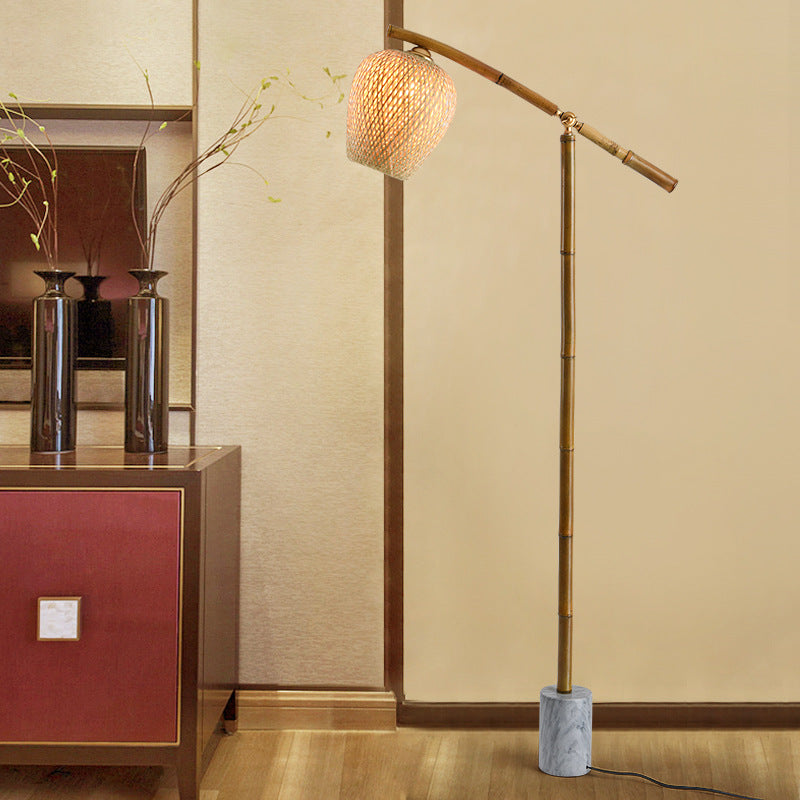 Traditional Vintage Bamboo Weaving Floor Lamp