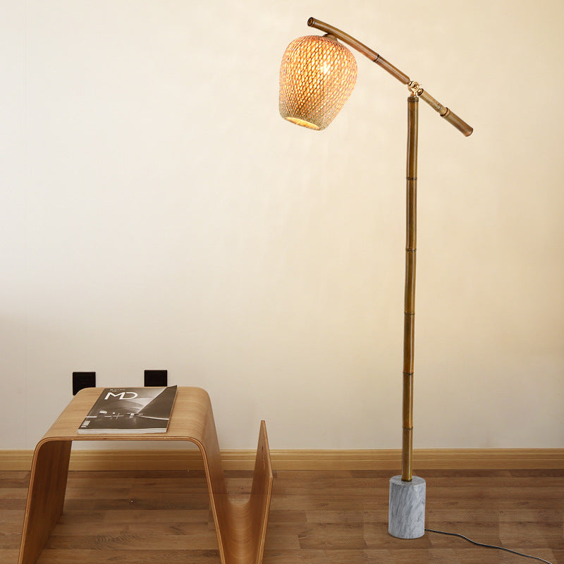 Traditional Vintage Bamboo Weaving Floor Lamp