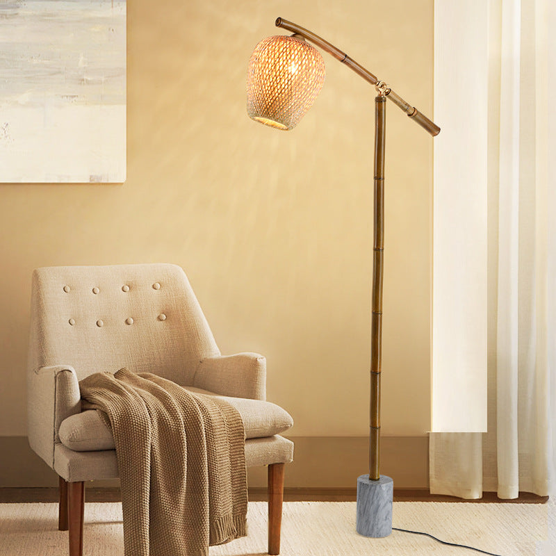 Traditional Vintage Bamboo Weaving Floor Lamp