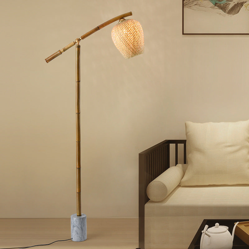 Traditional Vintage Bamboo Weaving Floor Lamp