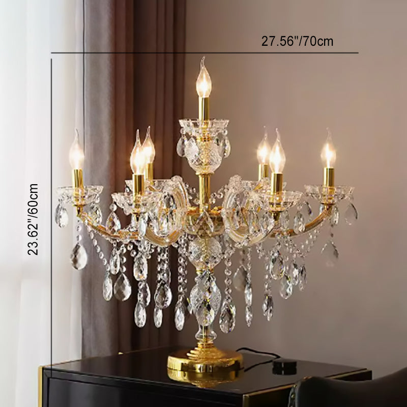 Pleated Fabric Hardware Glass 7-Light Table Lamp
