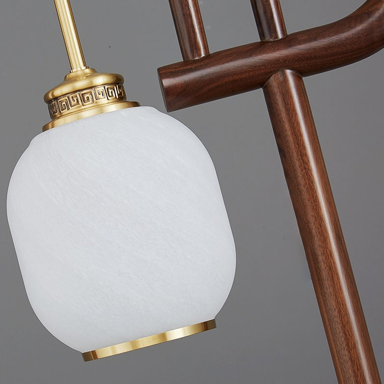 Solid Wood Frame Glass Table Lamp